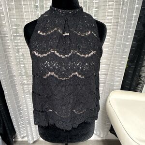 love, Fire Black Lace Halter Blouse